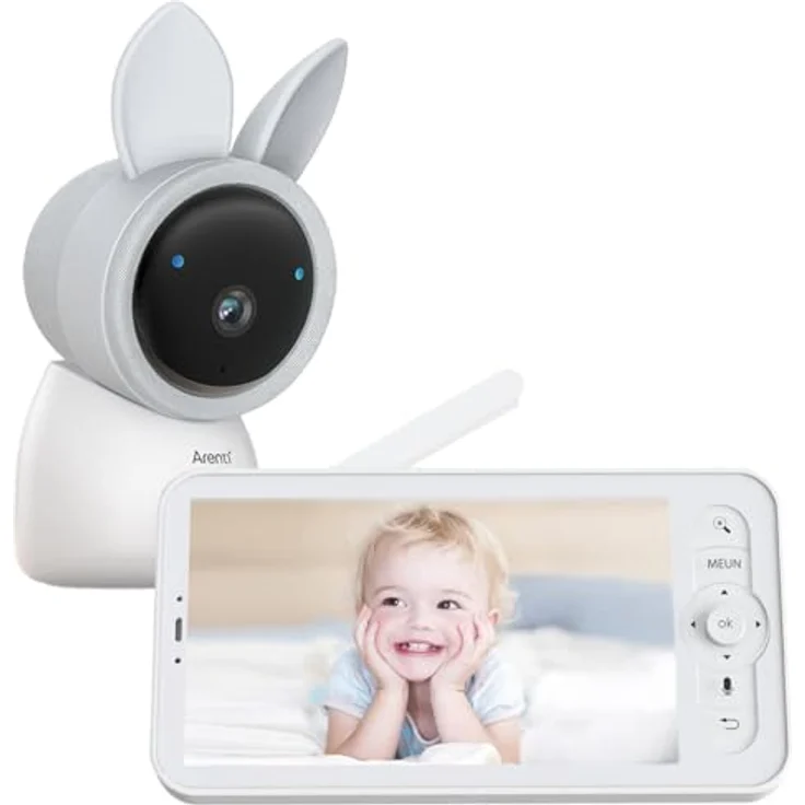 ARENTI AINanny - 2K UHD Video-Babyphone mit 12,7 cm (5“) LCD-Bildschirm, Schwenk- und Neigefunktion mit Auto-Tracking, Nachtlichtfunktion und Melodien – Bild 1