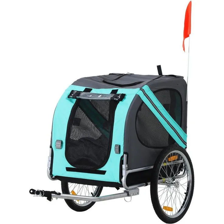 PawHut Fahrradhundeanhänger Fahrradanhänger für Hunde, wasserdicht, faltbar, mit Mesh-Fenstern, schwarz