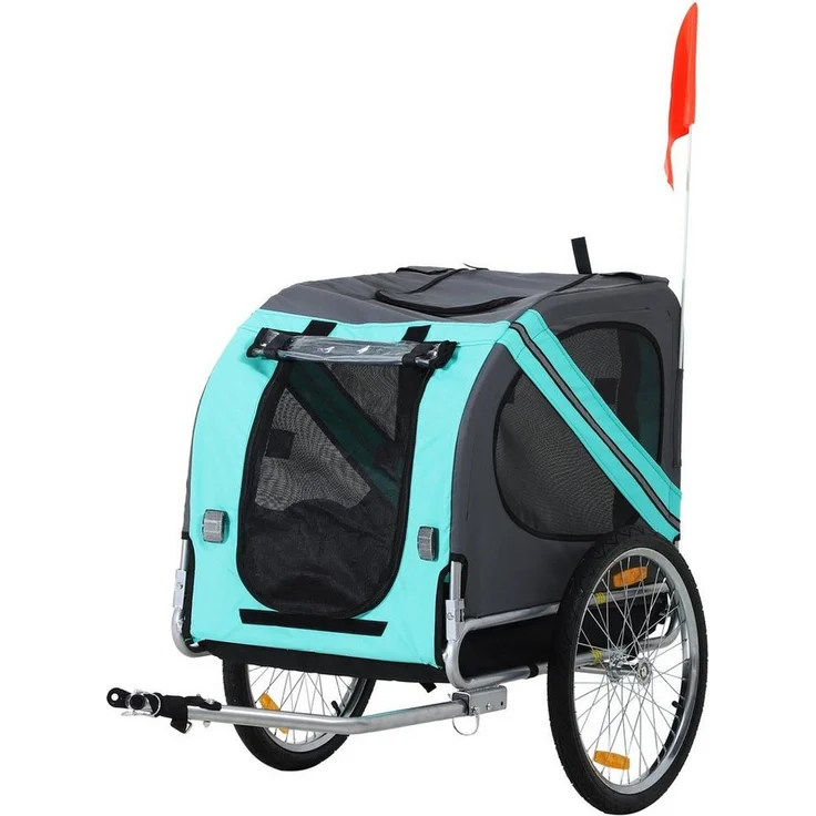 PawHut Fahrradhundeanhänger Fahrradanhänger für Hunde, wasserdicht, faltbar, mit Mesh-Fenstern, schwarz