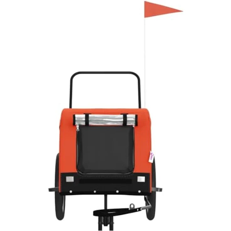 vidaXL Fahrradhundeanhänger Fahrradanhänger Hunde Orange und Schwarz Oxford-Gewebe & Eisen, robust mit PVC-Dach und Reflektoren – Bild 6