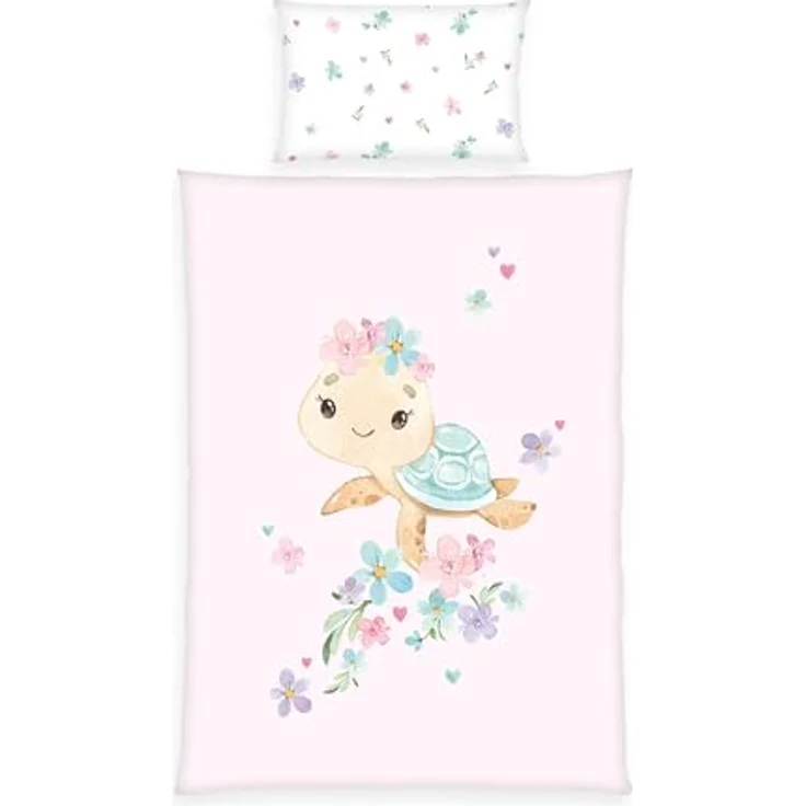 Herding babybest Little Turtle Bettwäsche, Kopfkissenbezug 40 x 60 cm mit Hoteleinschlag, Bettbezug 100 x 135 cm, Mit Reißverschluss, 100% Baumwolle/Renforcé – Bild 1