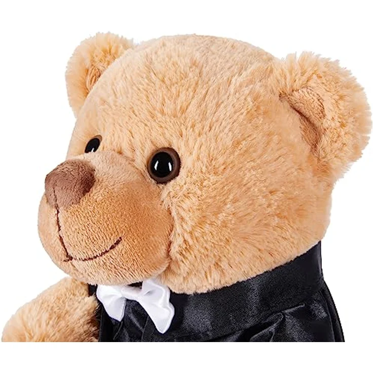 BRUBAKER Kuscheltier Teddybär Hochzeitspaar - 25 cm Braut und Bräutigam Teddy Set (mit Anzug und Brautkleid), Geschenk für Hochzeit und Verlobung, Weiß/Braun – Bild 4
