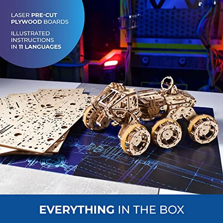 UGEARS Bemannter Mars Rover - 3D Holzpuzzle Modellbausatz für Erwachsene - Mit 6x6-Allradantrieb und realistischen Details – Bild 5