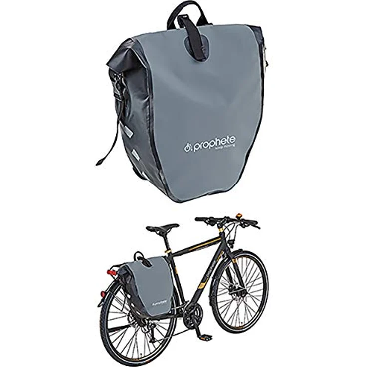 Prophete Seitenpacktasche | Fahrradtasche | grau | Volumen: 20 Liter | wasserdicht – Bild 2