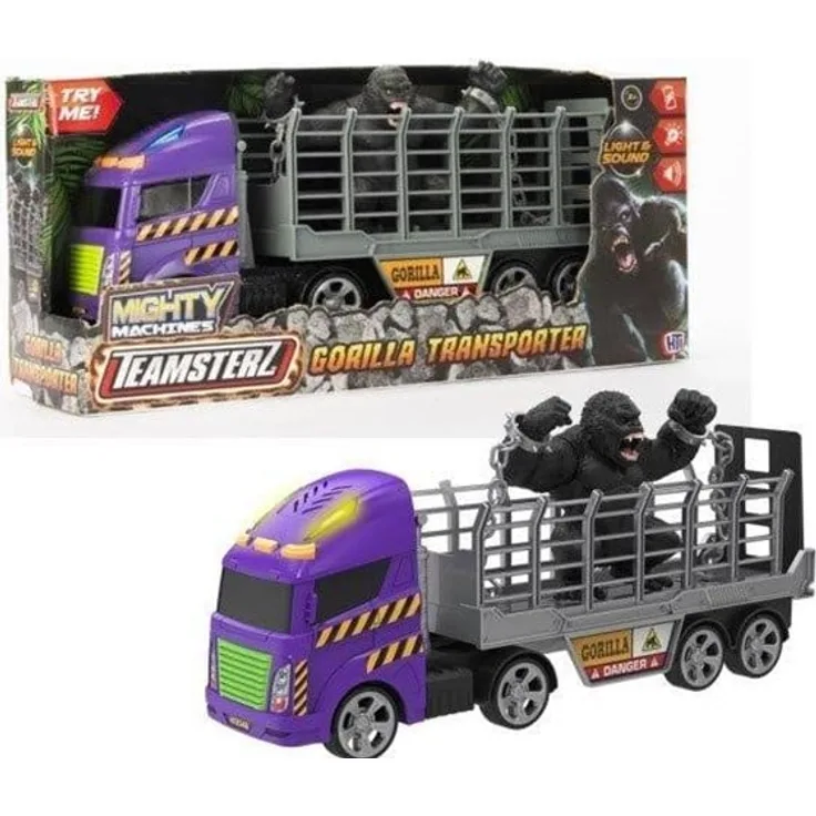 Teamsterz Mighty Machines Gorilla Transporter, Spielzeugauto mit Licht- und Soundeffekten, leicht rollenden Rädern und realistischen Details