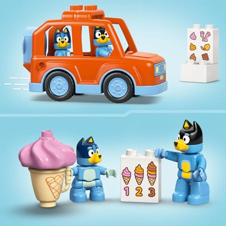 LEGO DUPLO Bluey 10458 Ausflug zur Eisdiele, Lernspielzeug mit Auto, 22 Teile, Mehrfarbig – Bild 4