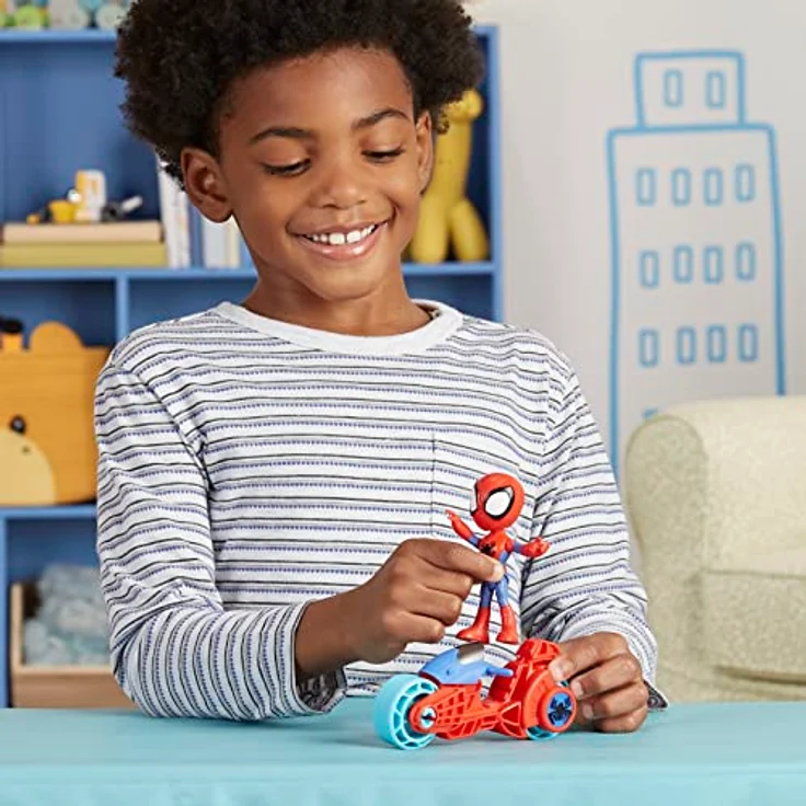 Hasbro Actionfigur Marvel Spidey and His Amazing Friends, Spidey mit Motorrad, 10 cm groß – Bild 6