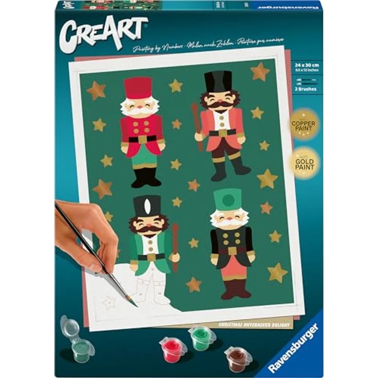 Ravensburger CreArt 23893 - Christmas Nutcracker Delight - Malen nach Zahlen Erwachsene - ab 12 Jahren, Acrylfarben in Gold und Kupferfarbe, trendige Deko – Bild 1
