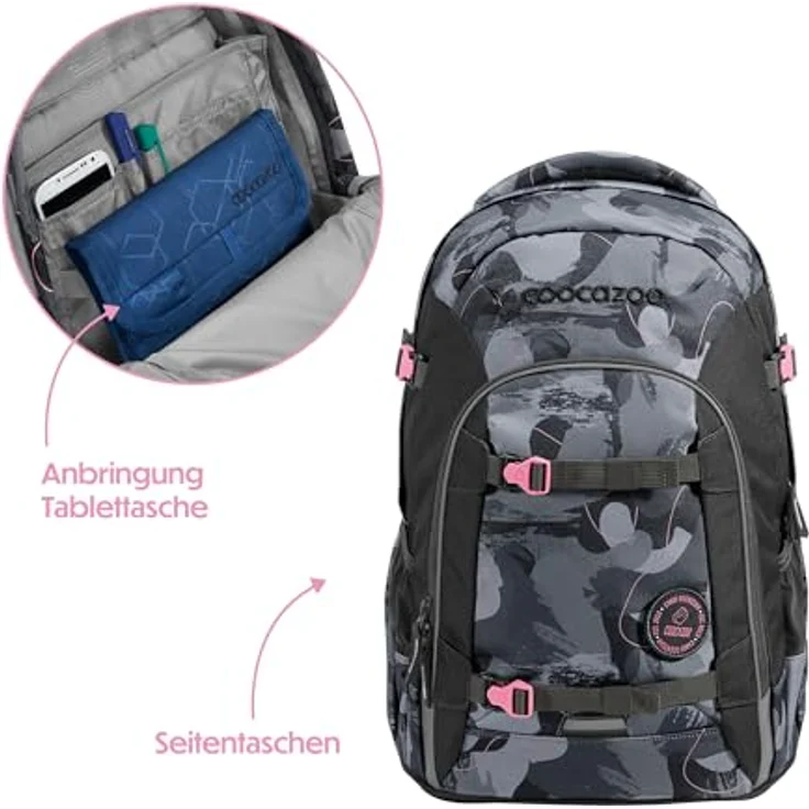 coocazoo JOKER Schulrucksack, 25 Liter, leichtes Design, mit EASY GROW SYSTEM, recycelte Materialien, inklusive Patch und Style-Sets – Bild 8