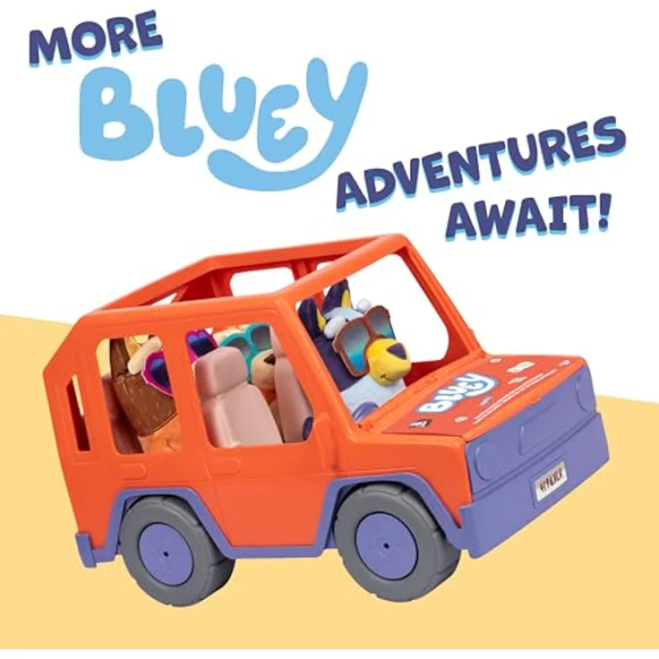 Moose Bluey Familienauto 4x4 Mega, Spielzeugauto für 4 Plüschfiguren mit 20 cm Bluey-Figur und Sonnenbrille – Bild 7