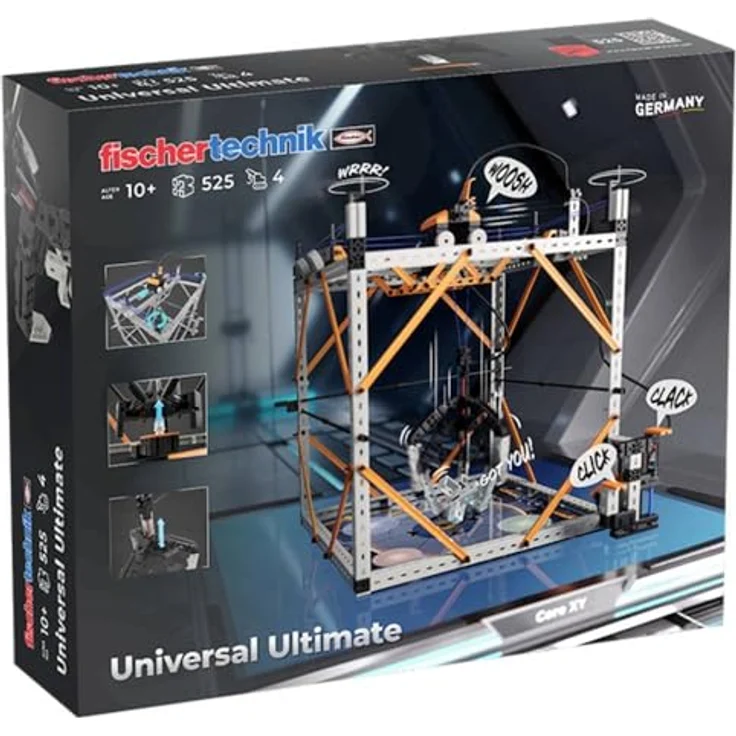 fischertechnik Universal Ultimate Bausatz, 330 Teile für 4 Modelle ab 10 Jahren, kinematische Geschicklichkeitsspiele – Bild 1