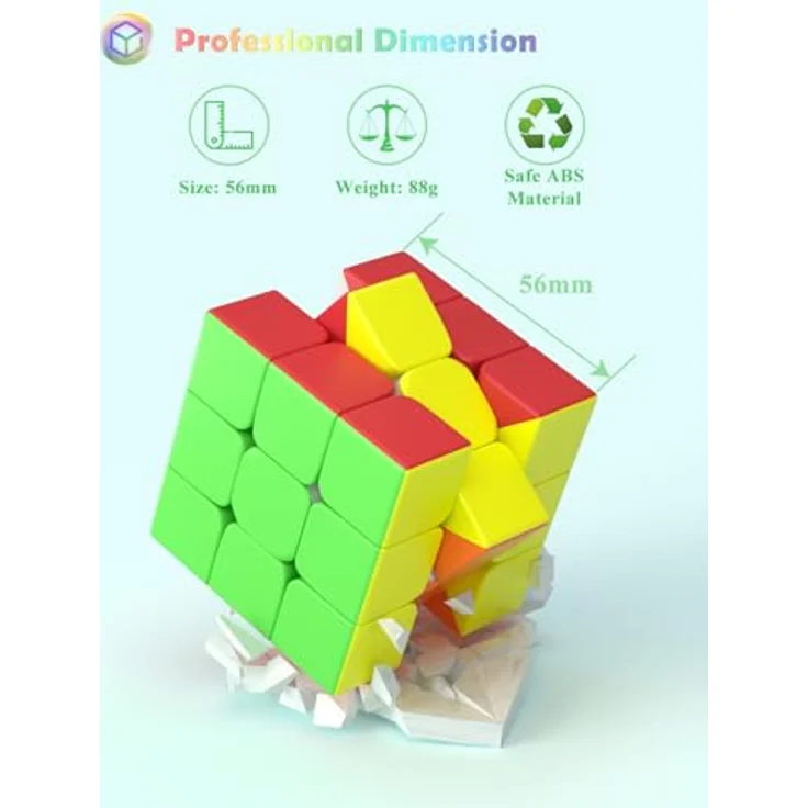 ROXENDA Speed Cube 3x3 Zauberwürfel Stickerless - Professional & Solides & Langlebiges, Dreht Sich Schneller als das Original (3x3x3) – Bild 3