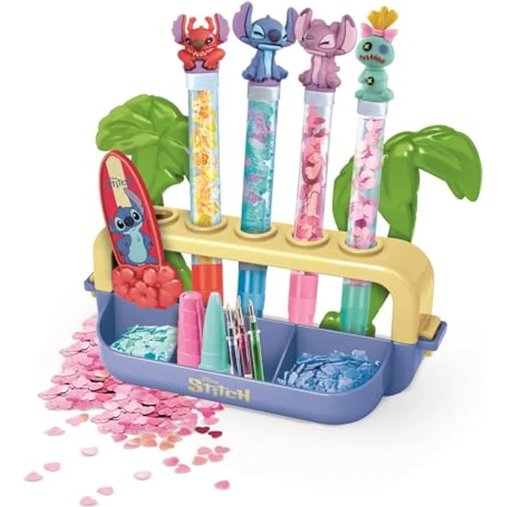 Clementoni Stift Atelier Stitch, Kreatives Set zur Stifte-Herstellung mit 5 Stitch-Figuren, farbiger Tinte und Verzierungen – Bild 2