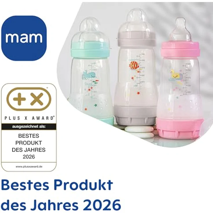 MAM Babyflasche Easy Start Baby Weithalsflasche mit SkinSoft Trinksauger, Antikolik, Mint/Creme/Rosa, 160/260ml, auslaufsicher, Weithalsformat – Bild 10