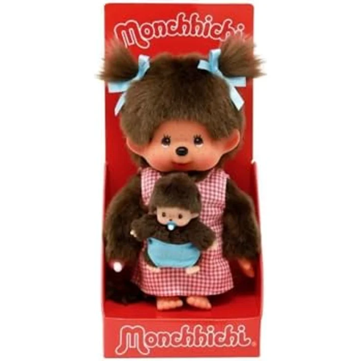 BANDAI Monchhichi Mama & Baby Plüschtier, 20 cm, kultiges Kuscheltier aus den 80ern für Kinder und Erwachsene - SE243921 – Bild 3