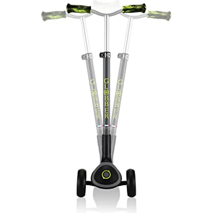 Globber Master Prime, 3-Rad-Scooter mit höhenverstellbarer Lenkstange, ergonomischen TPR-Griffen und Lenkblockiersystem, Schwarz/Neon Grün – Bild 4