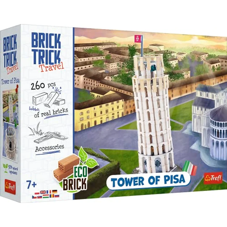 Brick Trick - Brick Trick Travel: Tower of Pisa - 260 wiederverwendbare EKO Brick Bausteine, Kreativ-Set für Kinder ab 7 Jahren – Bild 1