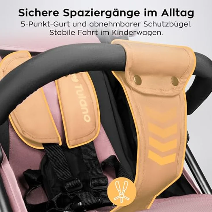 TULANO Kinderwagen Davos 35, Kombikinderwagen mit kompakt Design und Extras, rosa – Bild 6