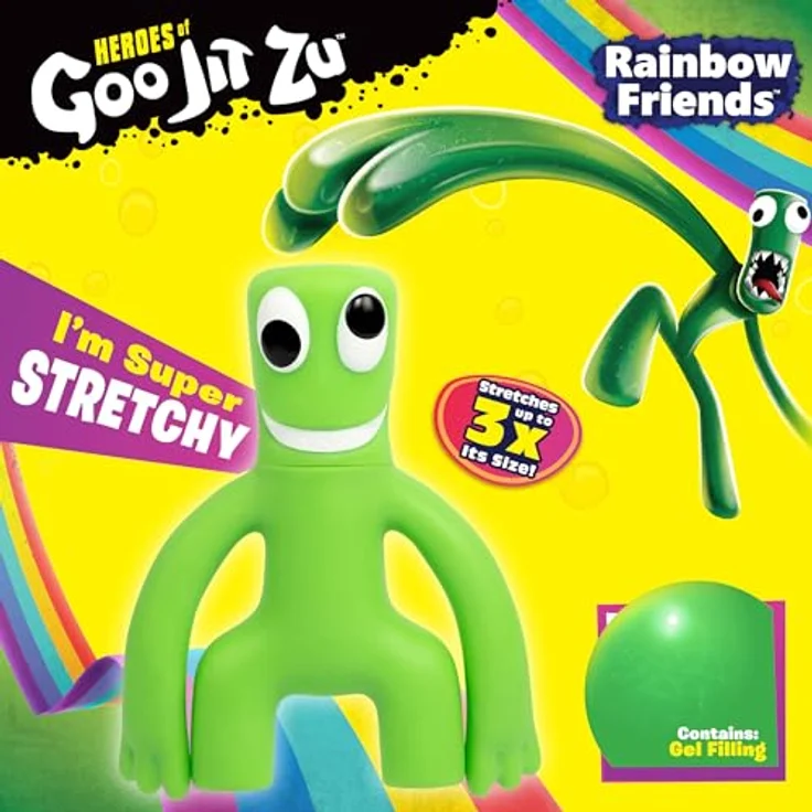 Heroes of Goo Jit Zu Rainbow Friends, Sammelfigur Green, extrem dehnbar und quetschbar, 10,5 cm groß, mit Wasserperlen gefüllt – Bild 4