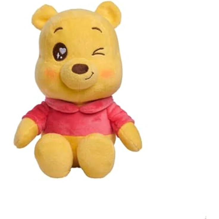 SIMBA Plüschfigur Disney, Winnie the Pooh Twinkle Eye Puh Plüsch, 25 cm, kuschelweicher Bär mit zwinkerndem Auge, rot – Bild 4