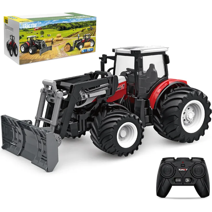 ESUN RC-Traktor Ferngesteuerter Frontschaufel Traktor Spielzeug ab 3 Jahre, Ferngesteuert Ackerschlepper mit Licht und Sound, Geländewagen für Innen- und Außenbereich, 6 Kanäle, flexibler Lenkung
