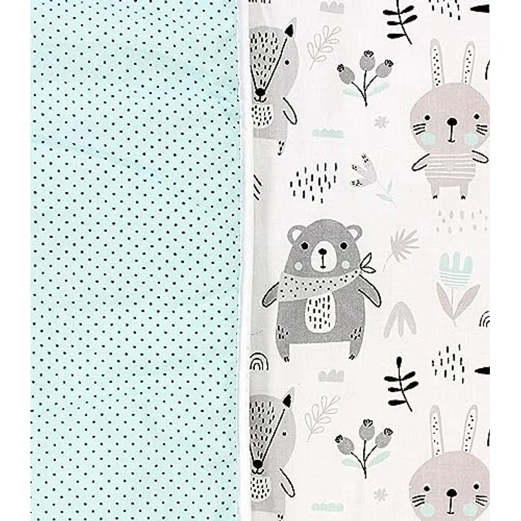 TupTam Krabbeldecke 120x120 cm - Gepolsterte Baumwollspieldecke, OEKO-TEX, weich & hautfreundlich, Bären/Füchse/Mint – Bild 5
