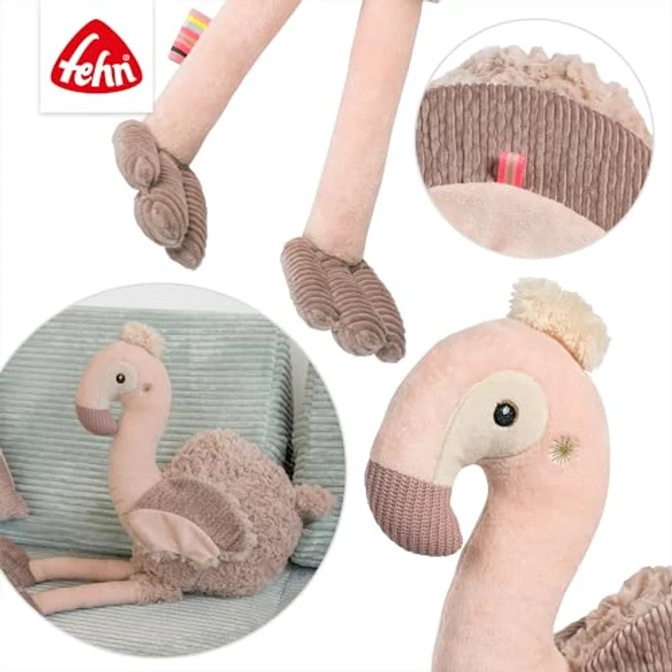 Fehn Kuscheltier Flamingo XL, Spielgefährte und Beschützer, 56 cm, Plüsch, maschinenwaschbar bei 30°C, für Babys ab 0+ Monaten – Bild 4