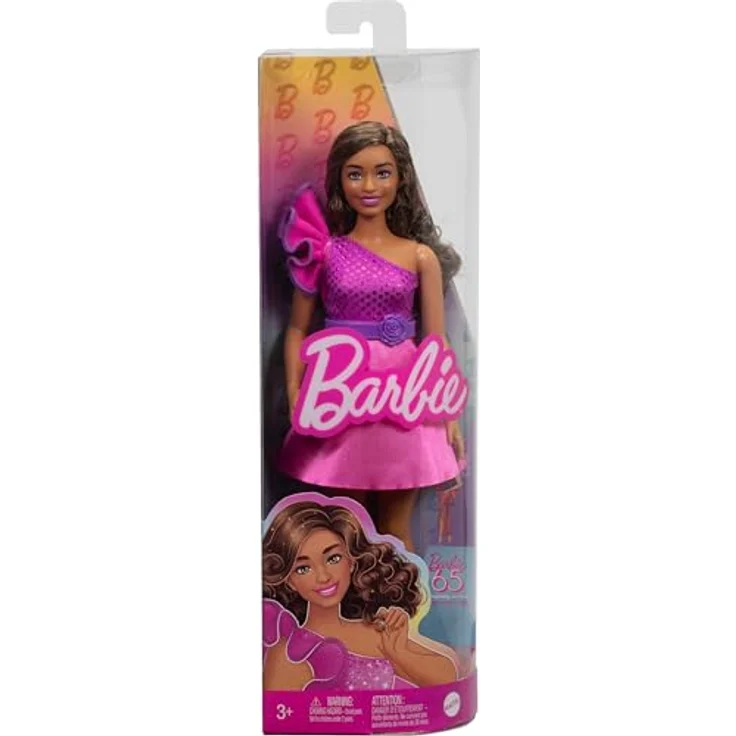 Mattel Barbie Fashionista Puppe, Rüschenkleid, brünette Haarfarbe, ideal für Kinder ab 3 Jahren – Bild 6
