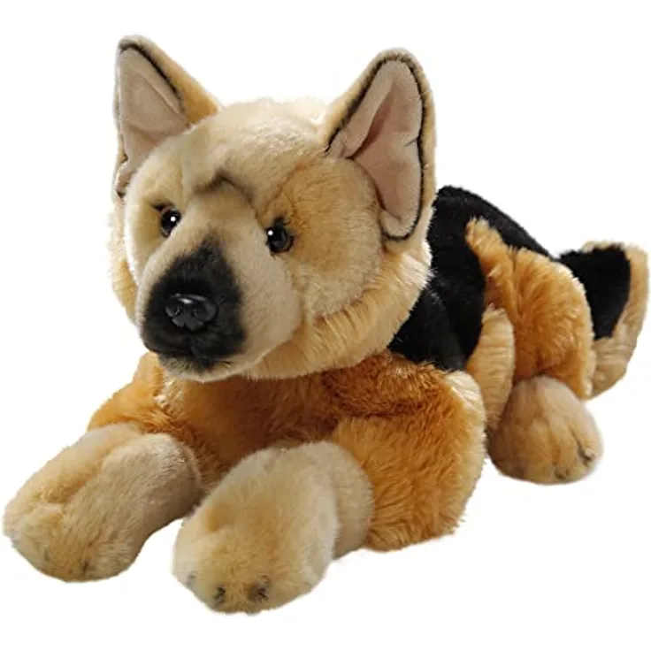 Carl Dick Schäferhund, Hund, Plüschtier, Kuscheltier ca. 42cm 3473, rötlich braun mit Schwarz, handgefertigt aus Deutschland