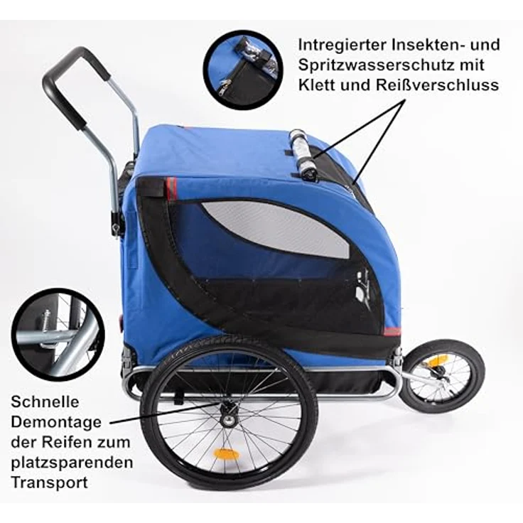 Sena Fahrradhundeanhänger Boxer 3in1 Funktion bis 40kg, blau – Bild 3