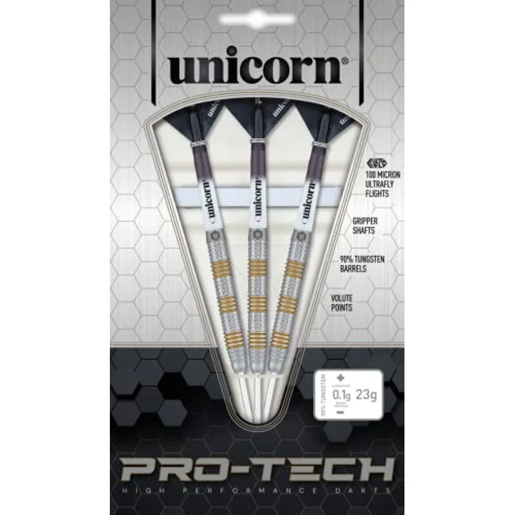 Unicorn Protech Style 3 Dartpfeile mit Stahlspitze, 25 Gramm, goldfarben – Bild 4