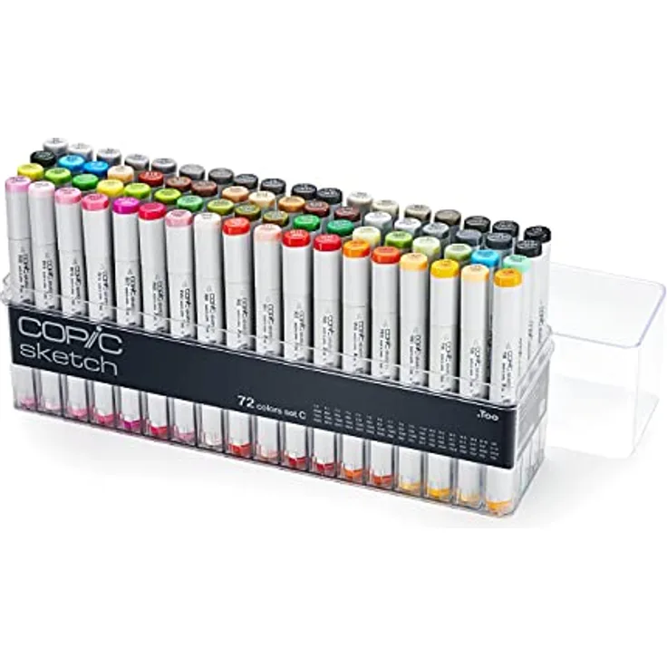 COPIC Sketch Marker Set "C" mit 72 Farben im Acryl-Display, professionelle alkoholbasierte Pinselmarker mit einer flexiblen und einer mittelbreiten Spitze