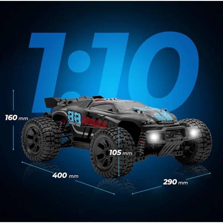 OVERMAX X-Stable RC Monster Truck 4x4 1:10, Metallantrieb, LED-Beleuchtung, 2 Akkus, Öldruckstoßdämpfer, 35 km/h – Bild 11