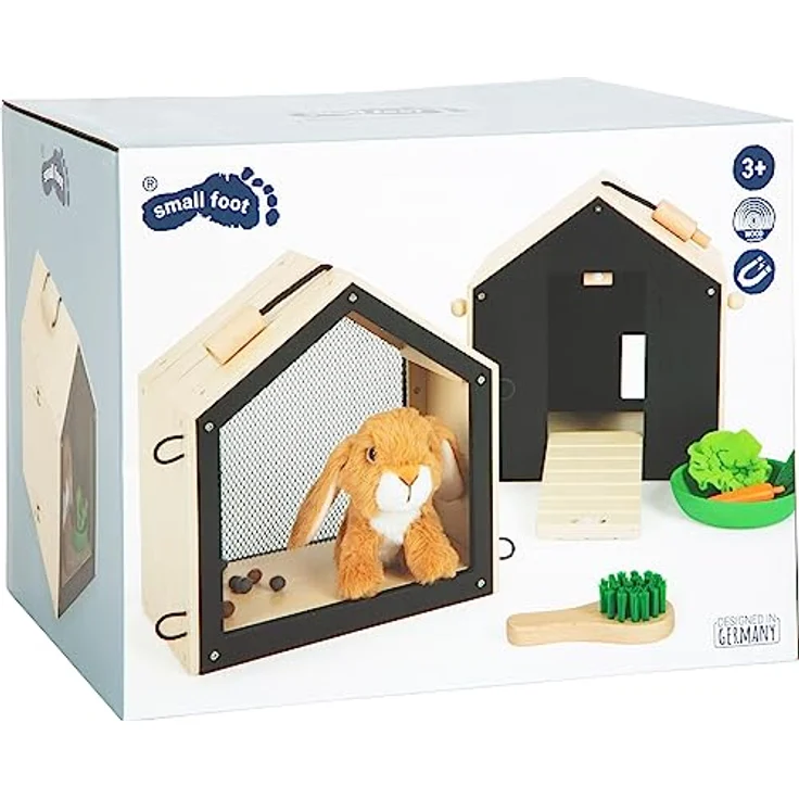 Hasenstall, Spielzeug aus Holz, mit Hase und Zubehör, von Small Foot - Preisvergleich – Bild 14