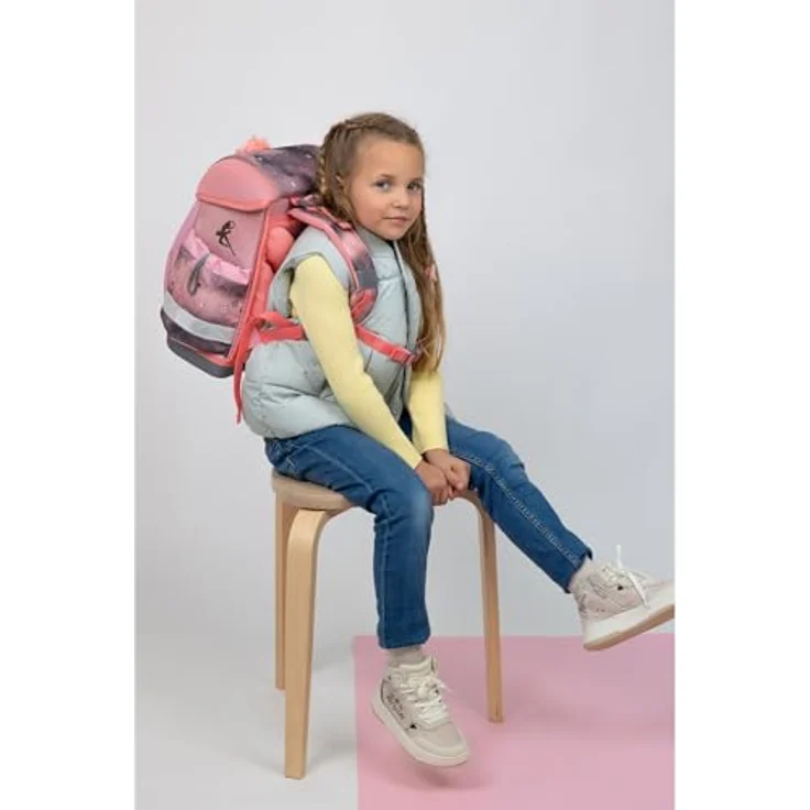 Belmil Classy Schulranzen Set 4-teilig, ergonomisch mit Brustgurt für Grundschule, 19 L, wasserdicht, Rose Ballet – Bild 2