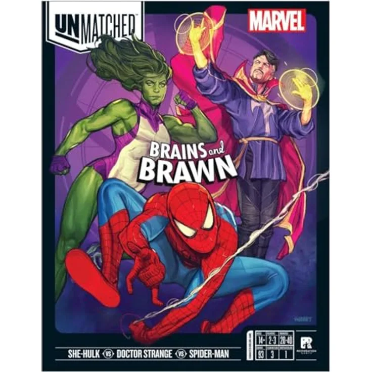 IELLO Restoration Games Unmatched Marvel: Brains and Brawn (Exp.) (ENGL.) - Spider-Man, Dr. Strange, She-Hulk, einzigartige Kartendecks