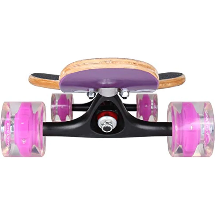 FunTomia Flex1 bis 122kg - Camber Longboard lila Blume LED Ahornholz, 106cm Länge, 25cm Breite – Bild 3