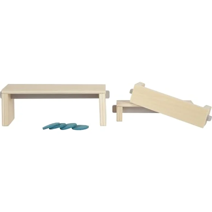 Small Foot Puppenhausmöbel Küche, 11tlg. Puppenhausküchen-Set mit Hochschrank, Kücheninsel und Sitzgruppe, Naturholz mit modernen Akzenten – Bild 6