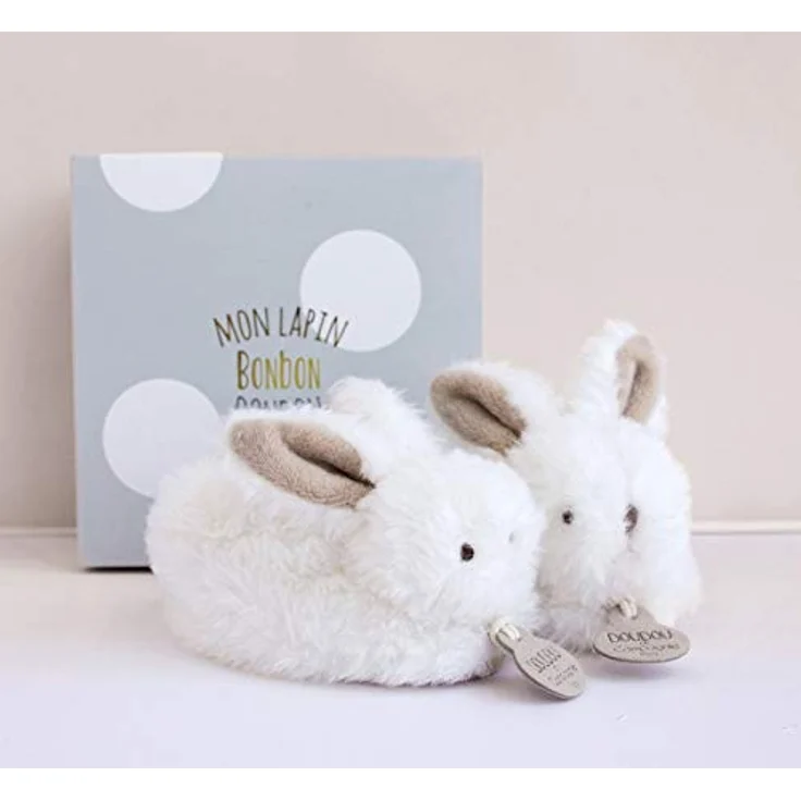 DOUDOU 21310 Bonbon Hase Füsslinge mit Rassel,taupe 0-6M – Bild 3