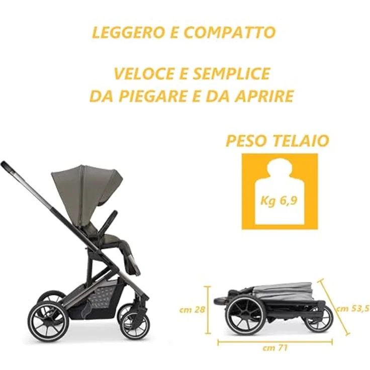 Osann Kombi-Kinderwagen Juntos Teak - bis 22 kg belastbar, umsetzbare Sitzeinheit, Babywanne mit Matratze & Regenschutz, Gratis Mobilitätsgarantie – Bild 3