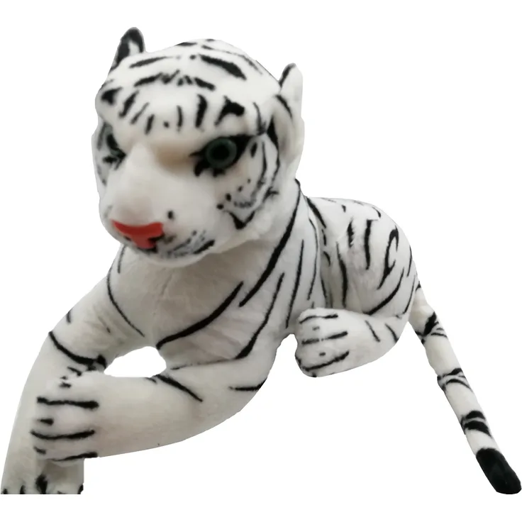 Geschenkestadl Tiger Weiss Plüschtier, 40 cm Kuscheltier mit festem Kopf und weichem Körper, detailgetreu gestaltet