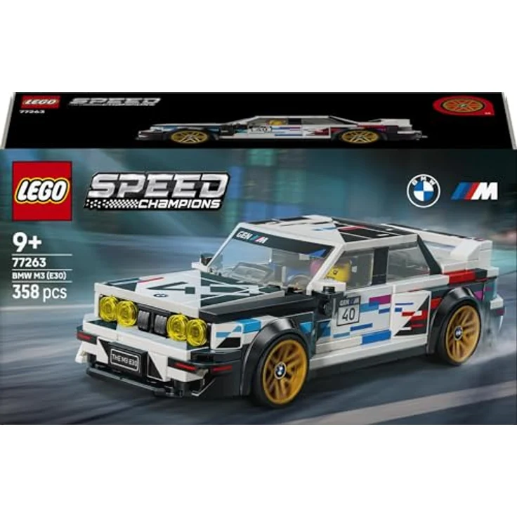 LEGO Speed Champions 77263 BMW M3 (E30) Bausatz, Mehrfarbig, 358 Teile, inkl. 1 Minifigur im BMW-Rennoutfit – Bild 9