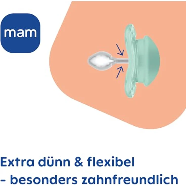 MAM Supreme Schnuller im 2er-Set, für gesunde Zahn- und Kieferentwicklung, mit Schnullerbox, 0-6 Monate, Vogel/Gänseblümchen – Bild 4