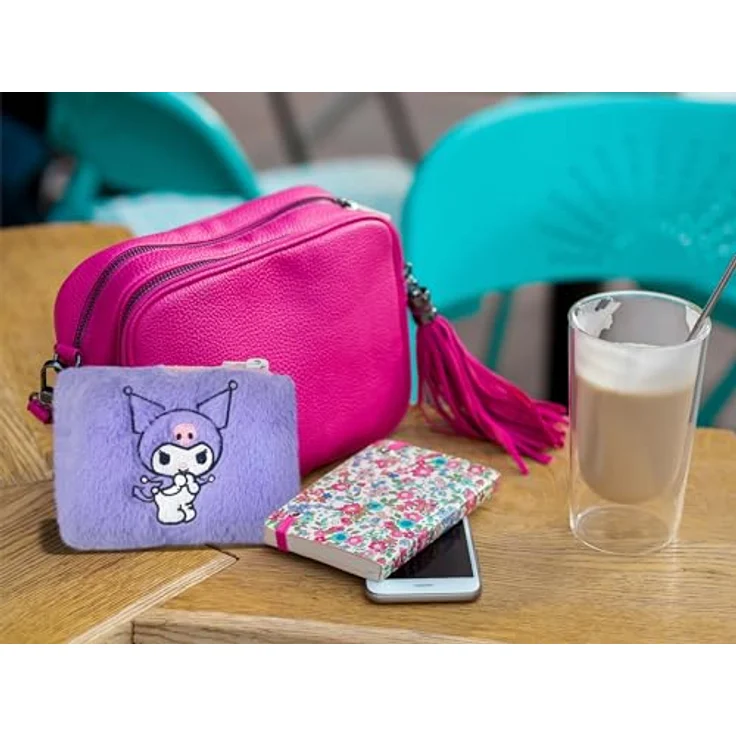 Hello Kitty Kuromi Plüsch Geldbörse, Kinderportemonnaie mit Karabiner Reißverschluss, kompakt und sicher – Bild 4