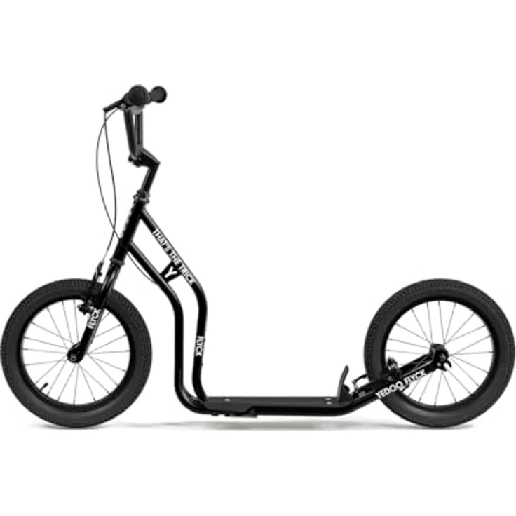 Yedoo Flyck Scooter für Kinder ab 8 Jahren, mit Luftreifen 16/16 und Ständer in Schwarz – Bild 3