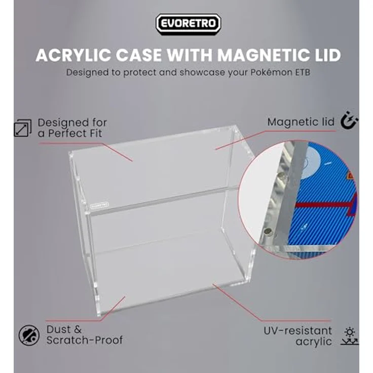 Evoretro Acrylschutz für ETB Elite Trainer Box, mit Magnetverschluss, 1 Stück, 19,3 x 9,11 x 16,76 cm – Bild 4