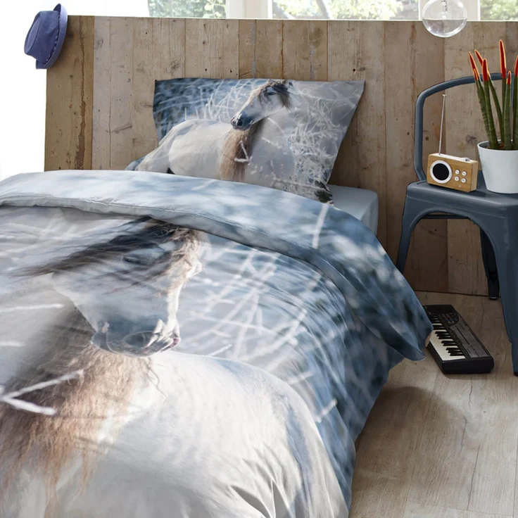 ESPiCO Bettwäsche Trendy Bedding Schneepferd Grau Flanell 135 x 200 + 80 x 80 cm – Bild 6