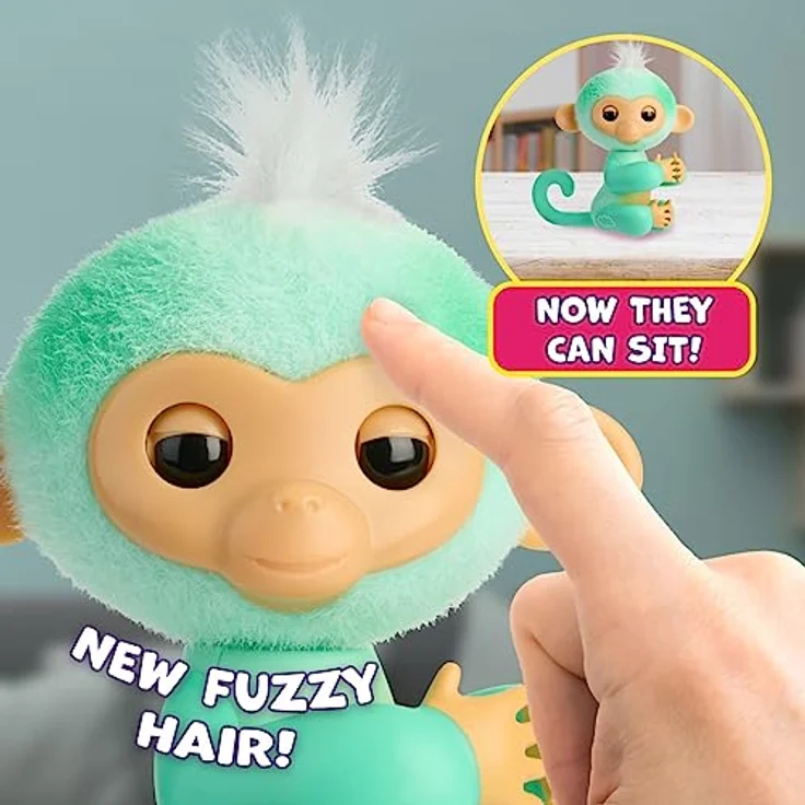 Fingerlings 2.0 Monkey Teal AVA, interaktives Funktionsplüsch-Spielzeug mit weichem, buntem Haar und Bewegungs- sowie Berührungsreaktion – Bild 5
