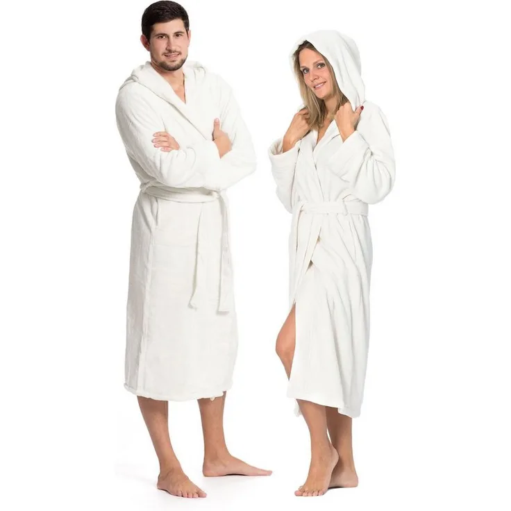 ZOLLNER Unisex-Bademantel, 100% Polyester, Kapuze, Gürtel, Mikrofaser, versch. Farben, S-XXL