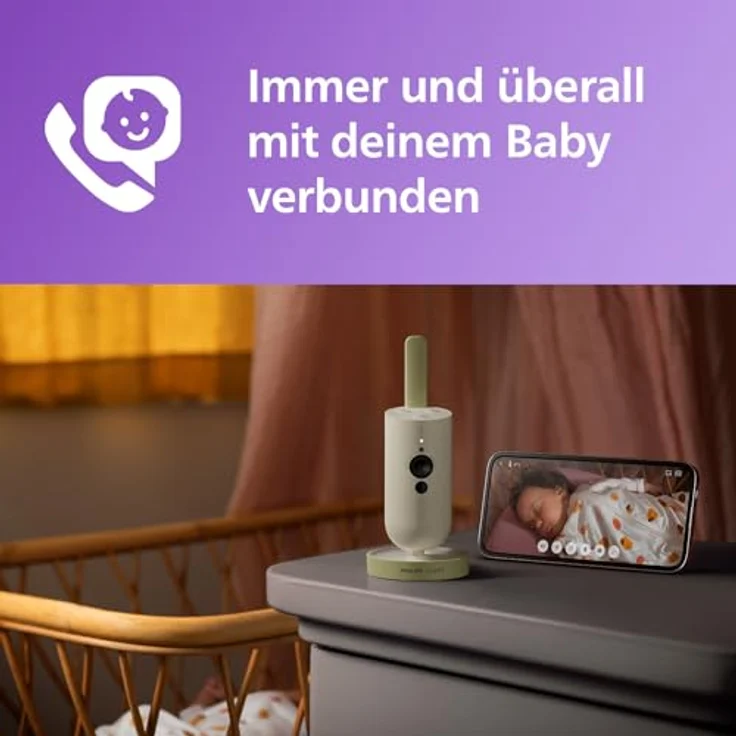 Philips Babyphone AVENT Baby Monitor Connected Babykamera SCD643/26, grau – Bild 2